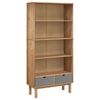 vidaXL Bookcase OTTA with 2 Drawers Brown and Grey Solid Wood Pine