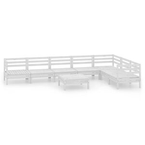 vidaXL 8 Piece Garden Lounge Set Solid Wood Pine White