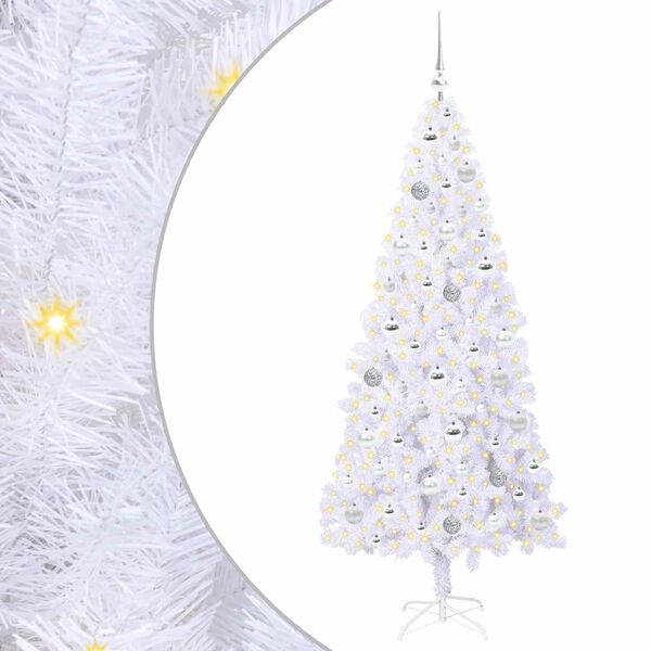 vidaXL Artificial Christmas Tree with Stand White 180 cm PVC and Steel