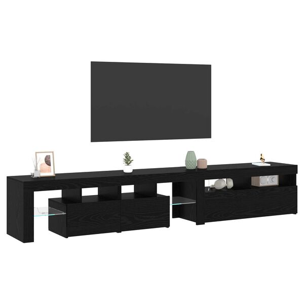 vidaXL TV Cabinet 2 pcs Black Oak 290 x 37 x 40 cm Engineered Wood