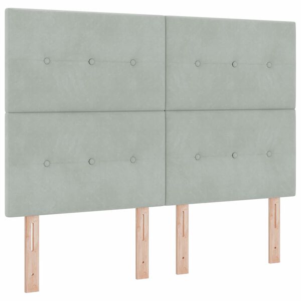 vidaXL Headboard with LED Strip Lights Light Grey 72 cm Velvet