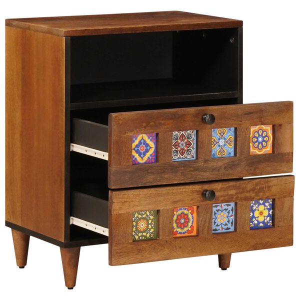 vidaXL Bedside Cabinet Brown 50 x 33 x 62 cm Solid Mango Wood