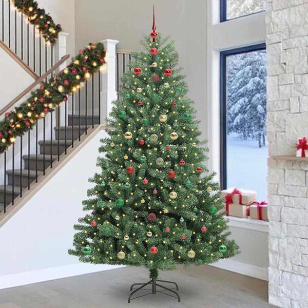 vidaXL Artificial Hinged Christmas Tree Green 300 cm PVC and Metal