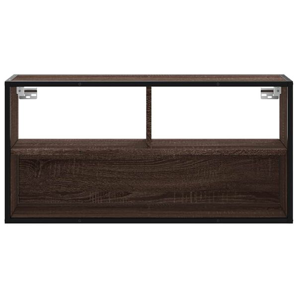 vidaXL TV Cabinet Brown Oak 80x31x39.5 cm Engineered Wood and Metal