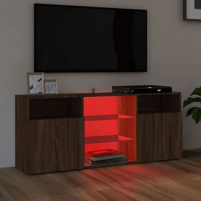 vidaXL TV Cabinet with LED Lights Brown Oak 120x30x50 cm