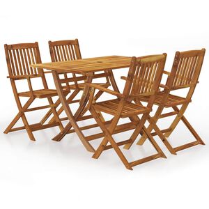 vidaXL 5 Piece Folding Outdoor Dining Set Solid Acacia Wood