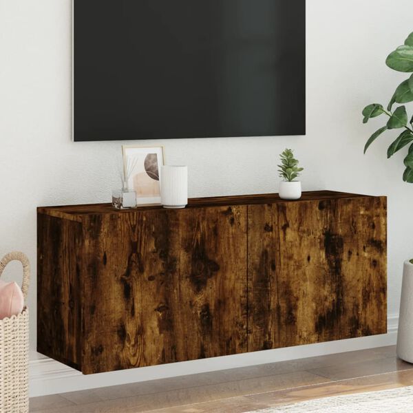 vidaXL TV Cabinet Wall-mounted Smoked Oak 100x30x41 cm