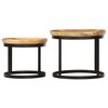 vidaXL Round Side Tables 2 pcs Solid Mango Wood and Steel