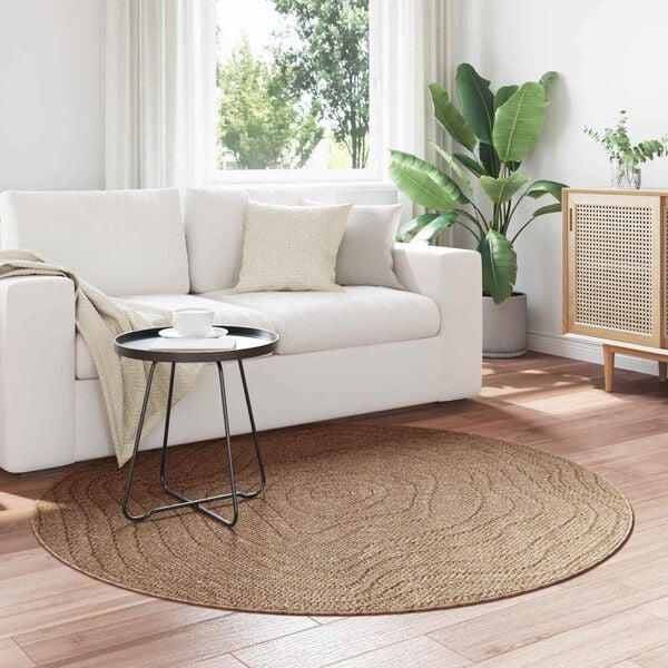 vidaXL Area Rugs Round Moire Natural &Oslash; 120 CM