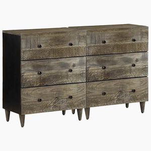 vidaXL Sideboards 2 pcs Light Grey 60x33.5x75 cm Solid Wood Mango