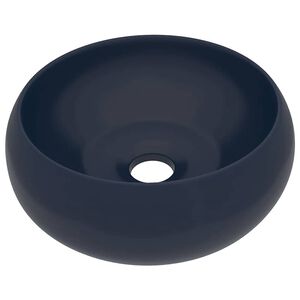 vidaXL Luxury Wash Basin Round Matt Dark Blue 40x15 cm Ceramic