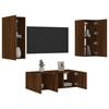 vidaXL 4 Piece TV Wall Units with LED Brown Oak Engineered Wood