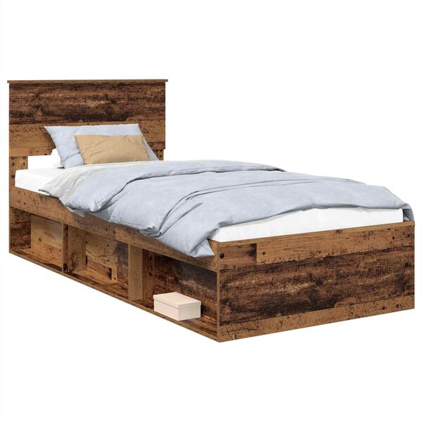 vidaXL Bed Frame with Headboard Old Wood 100 x 200 cm Engineered wood