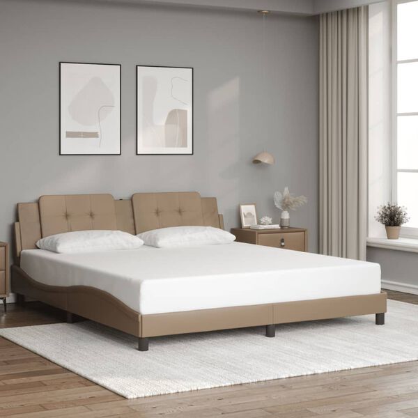 vidaXL Bed Frame without Mattress "Zadar" Cappuccino 180x200 cm Super King Faux Leather