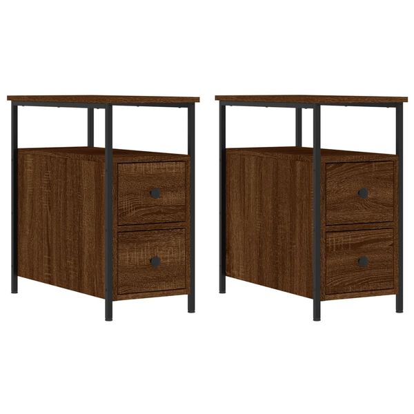 vidaXL Bedside Cabinets 2 pcs Brown Oak 30x60x60 cm Engineered Wood