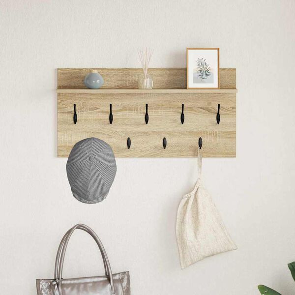 vidaXL Wall-Mounted Coat Rack with Shelf Sonoma Oak 80 x 40 x 12 cm