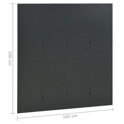 vidaXL 4-Panel Room Divider Anthracite 160x180 cm Steel