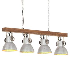 vidaXL Industrial Ceiling Lamp Silver E27 Mango Wood