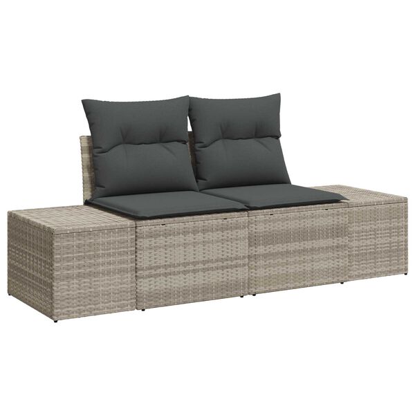 vidaXL Garden Sofa Grey 123 x 62 x 69cm Poly Rattan