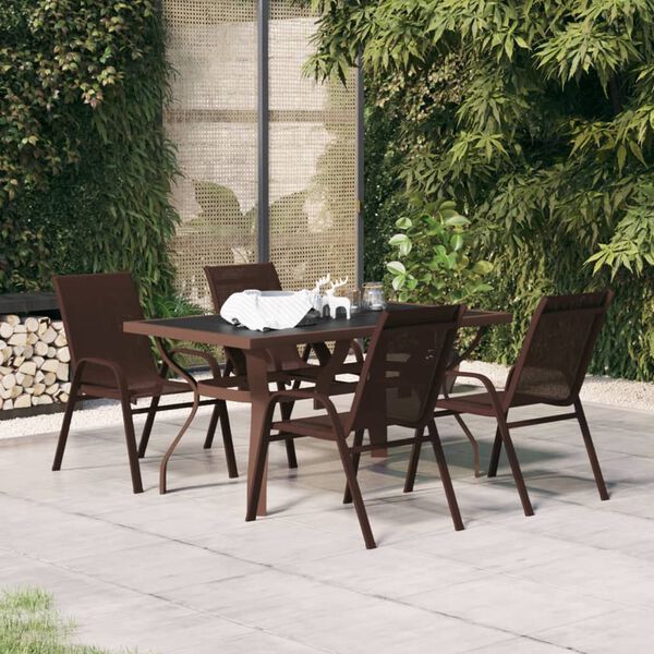 vidaXL 5 Piece Garden Dining Set Brown and Black