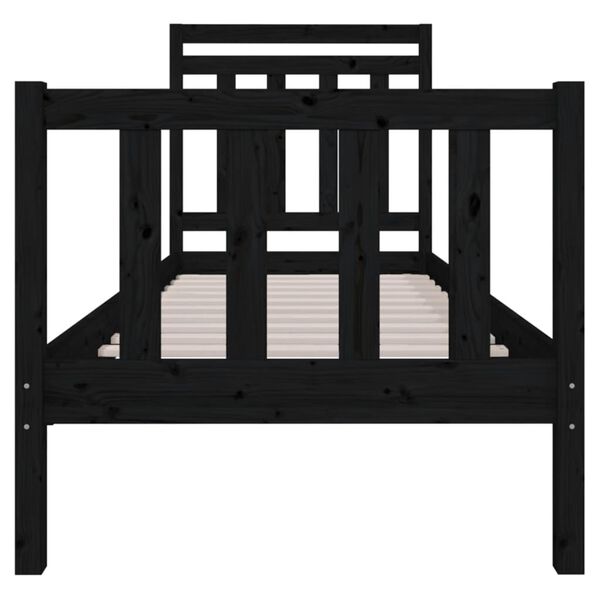 vidaXL Bed Frame without Mattress Black Small Single Solid Wood