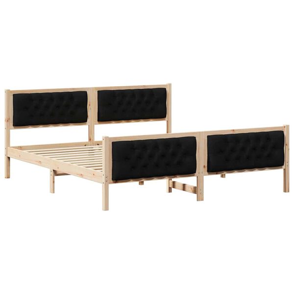 vidaXL Bed Frame with Headboard Black 180 x 200 cm Solid Pine Wood