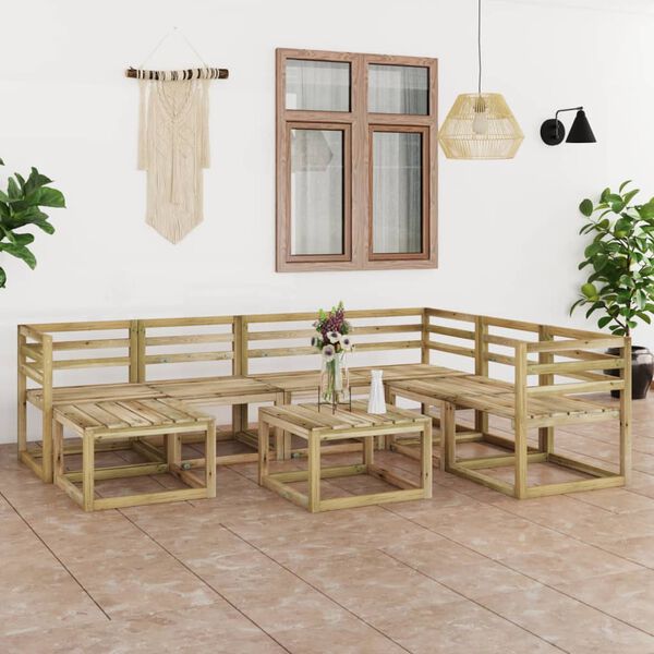 vidaXL 8 Piece Garden Lounge Set Green Impregnated Pinewood