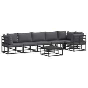 vidaXL Garden Sofa Set with Cushion 7 pcs Black Aluminium