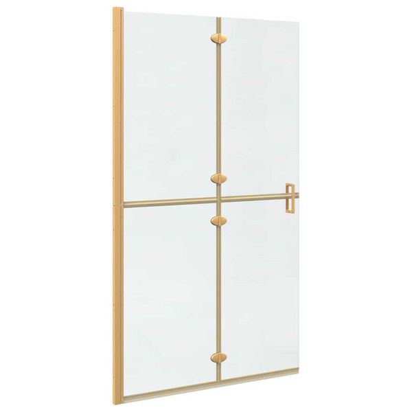 vidaXL Walk-in shower wall Folding Gold and transparent 110 x 190 cm