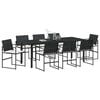 vidaXL Garden Dining Set 9 pcs Black Powder-Coated Steel