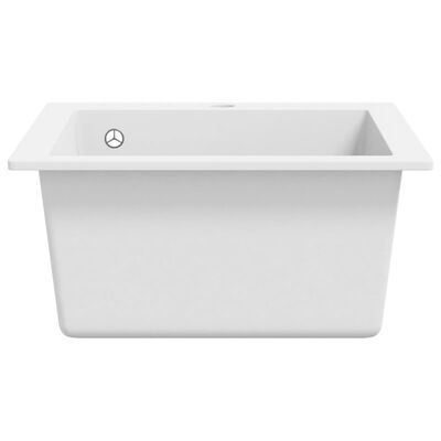 vidaXL Overmount Kitchen Sink Single Basin Granite Cream White