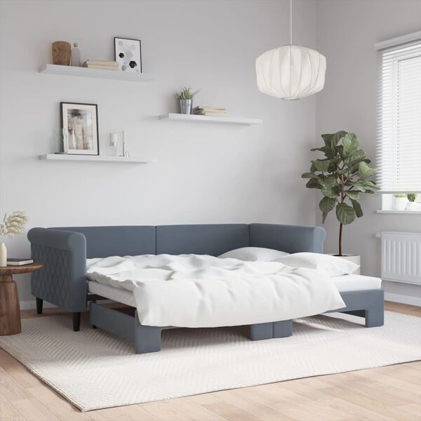 vidaXL Daybed with Trundle without Mattress Dark Grey 90x190 cm Single