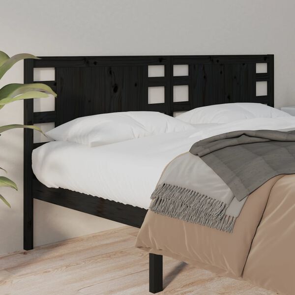 vidaXL Headboard Black 146x4x100 cm Solid Wood Pine