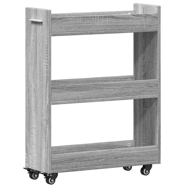 vidaXL Cabinet with Wheels Grey Sonoma 60x22x79 cm Engineered Wood