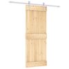 vidaXL Sliding Door Natural and White 80 x 210 cm Solid Pine Wood