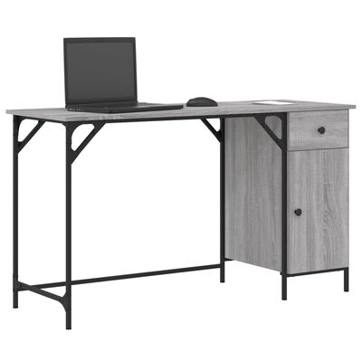 vidaXL Computer Desk Grey Sonoma 131x48x75 cm Engineered Wood