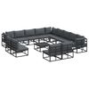 vidaXL Garden Sofa Set with Cushion 14 pcs Black Aluminium