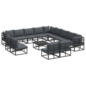vidaXL Garden Sofa Set with Cushion 14 pcs Black Aluminium