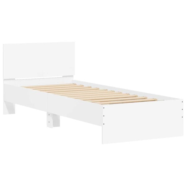 vidaXL Bed Frame without Mattress with Headboard White 75x190 cm Small Single