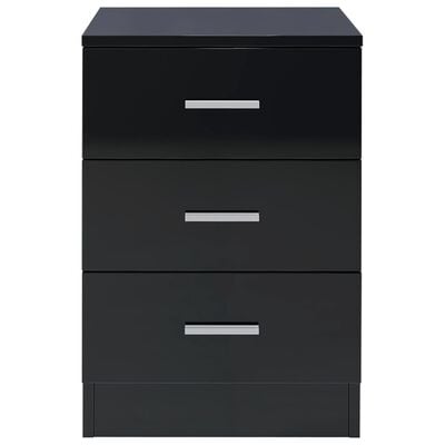 vidaXL Bedside Cabinet High Gloss Black 38x35x56 cm Engineered Wood
