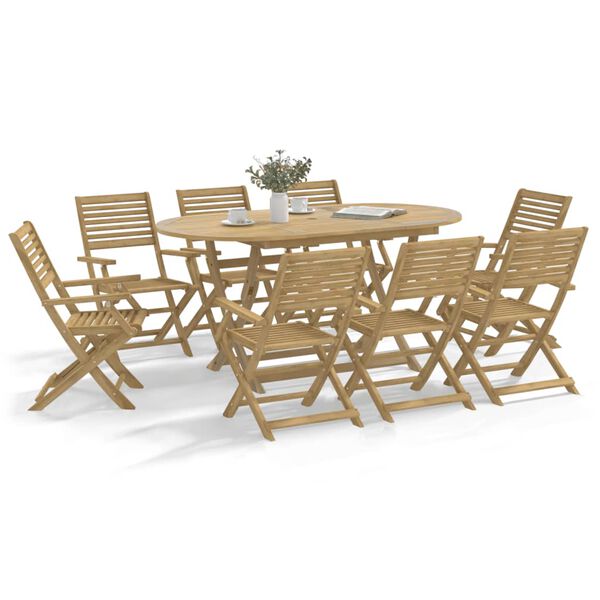 vidaXL 9 Piece Garden Dining Set Solid Wood Acacia