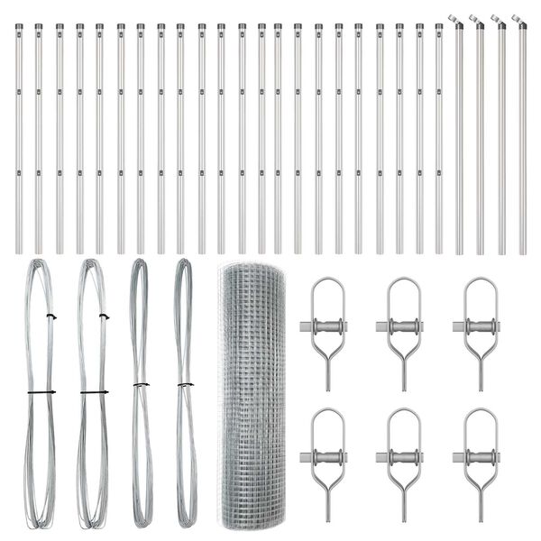 vidaXL Fence Post Silver 50 x 0.4 m (25 x 25 mm mesh) Steel