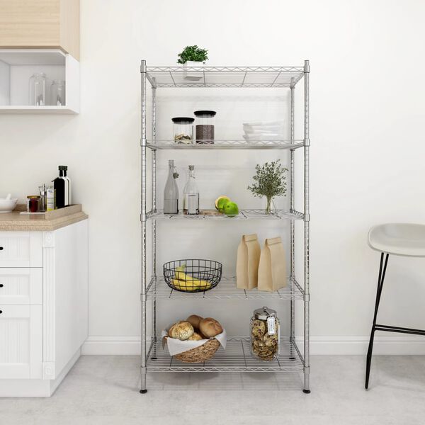 vidaXL 5-Tier Storage Shelf 90x35x180 cm Chrome 250 kg