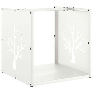 vidaXL Firewood Rack White 40x40x40 cm Cold-rolled steel