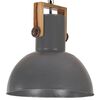 vidaXL Industrial Hanging Lamp 25 W Grey Round Mango Wood 42 cm E27