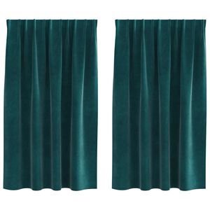 vidaXL Curtains with Curtains 2 pcs Dark green 140 x 140 cm Velvet