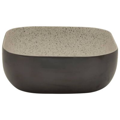 vidaXL Countertop Basin Grey and Black Rectangular 48x37.5x13.5 cm Ceramic