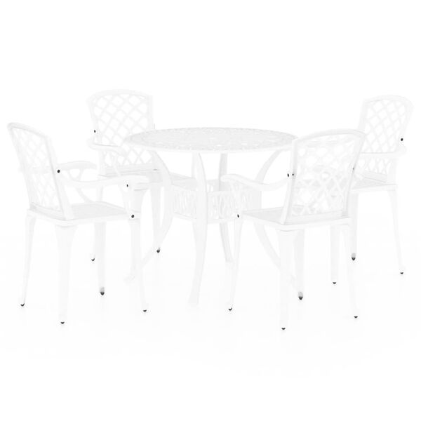 vidaXL 5 Piece Bistro Set Cast Aluminium White