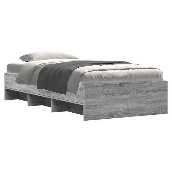 vidaXL Bed Frame without Mattress Grey Sonoma 100x200 cm Engineered Wood
