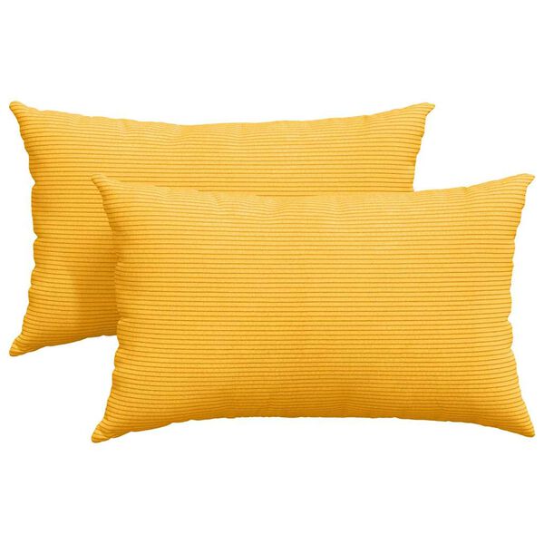 vidaXL Sofa Pillows 2 pcs Light Yellow 50 x 30 cm Corduroy Fabric